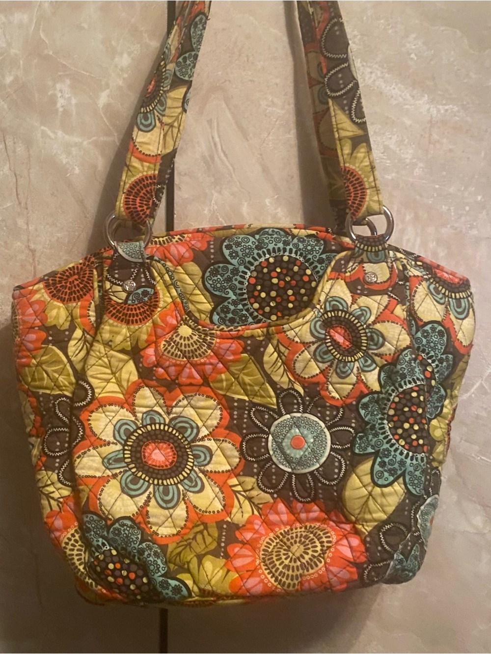 Vera Bradley Multi Floral Quilted Tote with Bright Accents - Picture 2 of 5